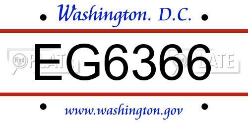 EG6366 District Of Columbia License Plate