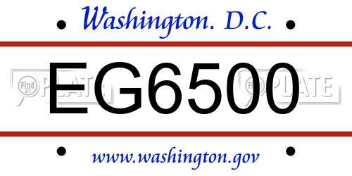 EG6500 District Of Columbia License Plate