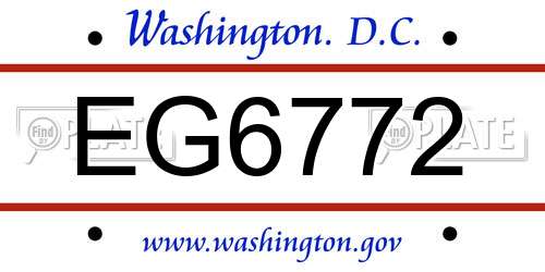 EG6772 District Of Columbia License Plate