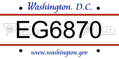 EG6870 District Of Columbia License Plate