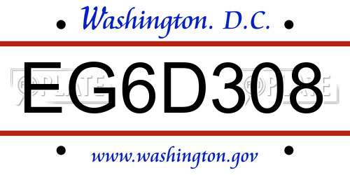 EG6D308 District Of Columbia License Plate