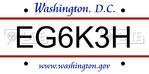 EG6K3H District Of Columbia License Plate