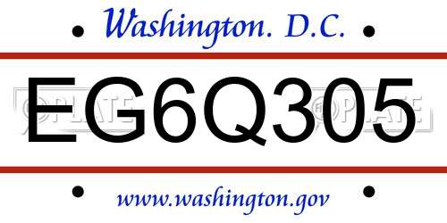 EG6Q305 District Of Columbia License Plate