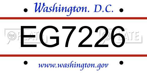 EG7226 District Of Columbia License Plate