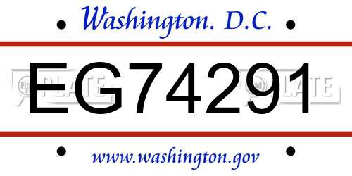 EG74291 District Of Columbia License Plate
