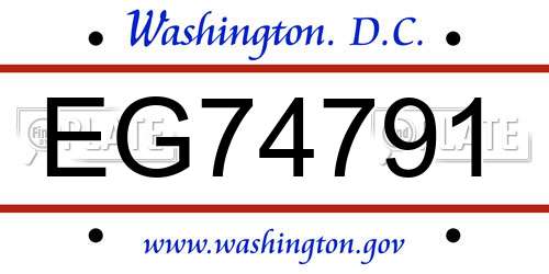 EG74791 District Of Columbia License Plate