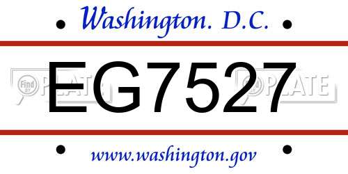 EG7527 District Of Columbia License Plate