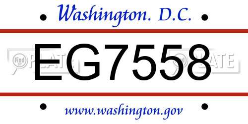 EG7558 District Of Columbia License Plate