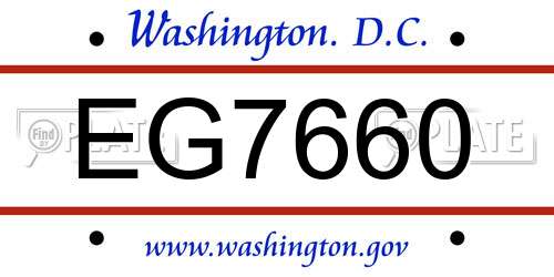 EG7660 District Of Columbia License Plate