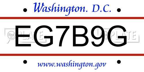 EG7B9G District Of Columbia License Plate