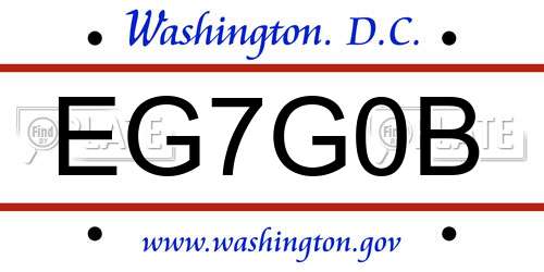 EG7G0B District Of Columbia License Plate