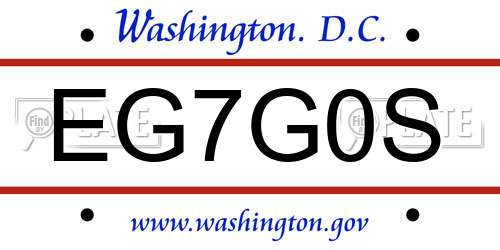 EG7G0S District Of Columbia License Plate