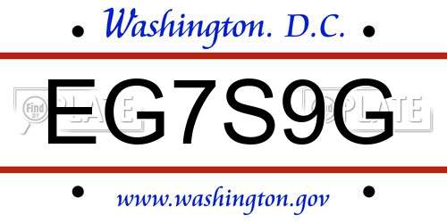 EG7S9G District Of Columbia License Plate