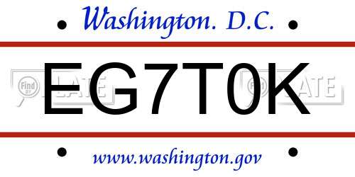 EG7T0K District Of Columbia License Plate