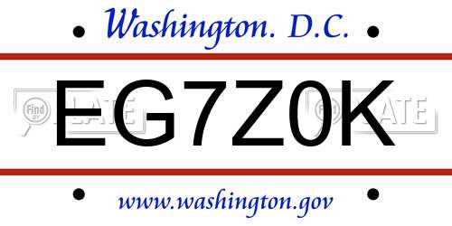 EG7Z0K District Of Columbia License Plate