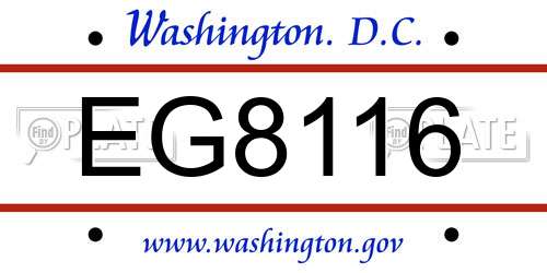 EG8116 District Of Columbia License Plate