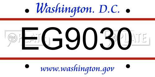 EG9030 District Of Columbia License Plate
