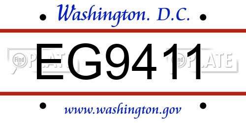 EG9411 District Of Columbia License Plate