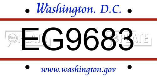 EG9683 District Of Columbia License Plate