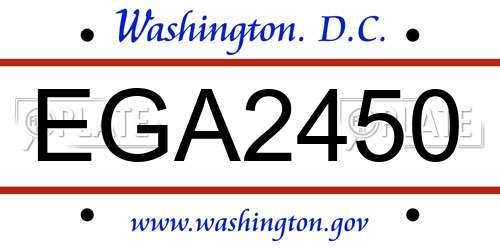 EGA2450 District Of Columbia License Plate