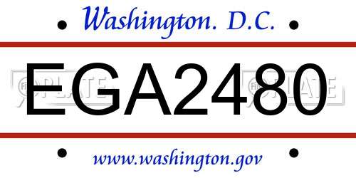 EGA2480 District Of Columbia License Plate