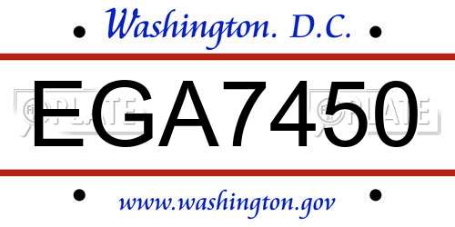 EGA7450 District Of Columbia License Plate