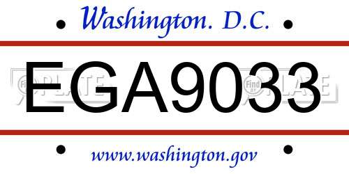 EGA9033 District Of Columbia License Plate
