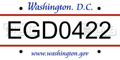 EGD0422 District Of Columbia License Plate