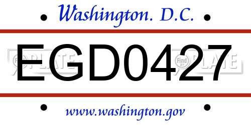 EGD0427 District Of Columbia License Plate