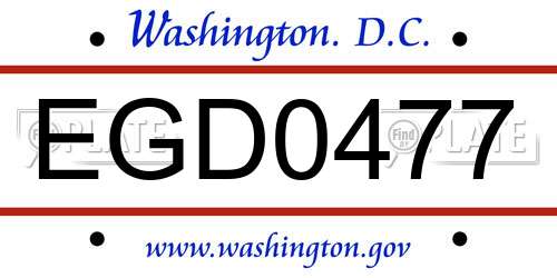 EGD0477 District Of Columbia License Plate