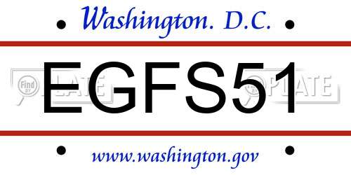 EGFS51 District Of Columbia License Plate
