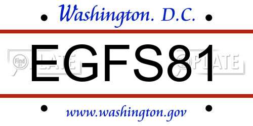 EGFS81 District Of Columbia License Plate