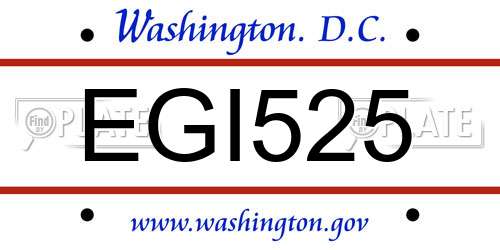 EGI525 District Of Columbia License Plate