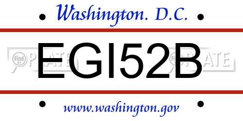 EGI52B District Of Columbia License Plate