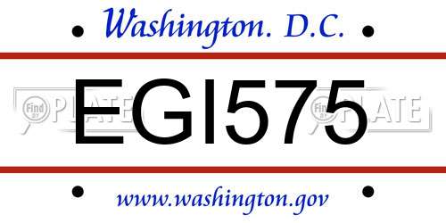EGI575 District Of Columbia License Plate