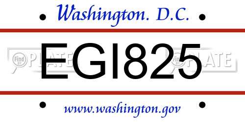EGI825 District Of Columbia License Plate