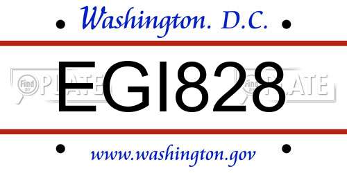EGI828 District Of Columbia License Plate