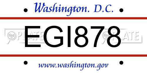 EGI878 District Of Columbia License Plate