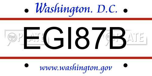 EGI87B District Of Columbia License Plate