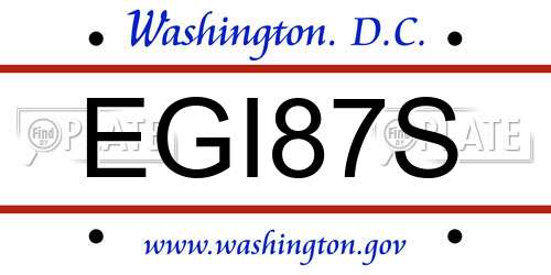 EGI87S District Of Columbia License Plate