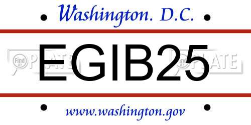 EGIB25 District Of Columbia License Plate