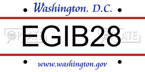 EGIB28 District Of Columbia License Plate