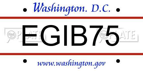 EGIB75 District Of Columbia License Plate