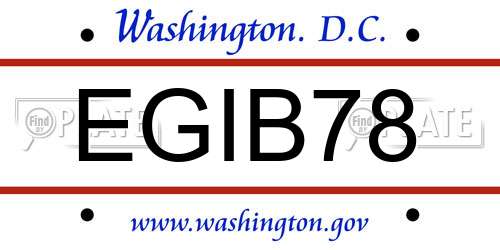 EGIB78 District Of Columbia License Plate
