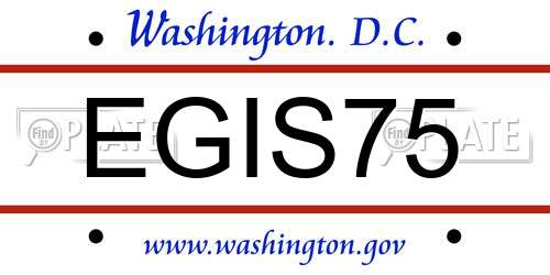 EGIS75 District Of Columbia License Plate