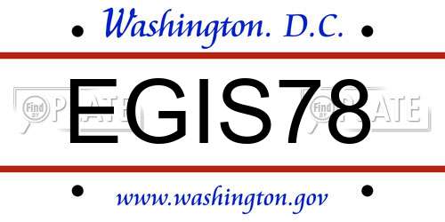 EGIS78 District Of Columbia License Plate