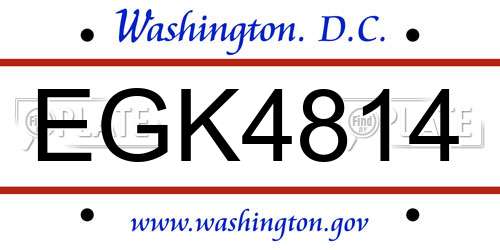 EGK4814 District Of Columbia License Plate