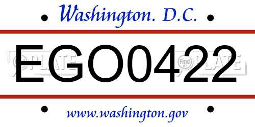 EGO0422 District Of Columbia License Plate