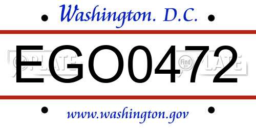 EGO0472 District Of Columbia License Plate