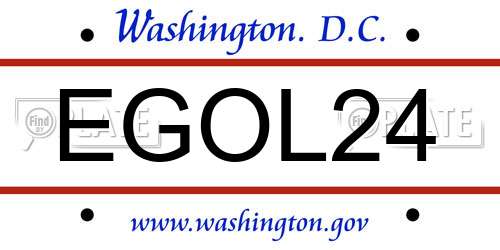 EGOL24 District Of Columbia License Plate